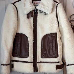 Levi's  Cream and Brown Sherpa Puffer Jacket